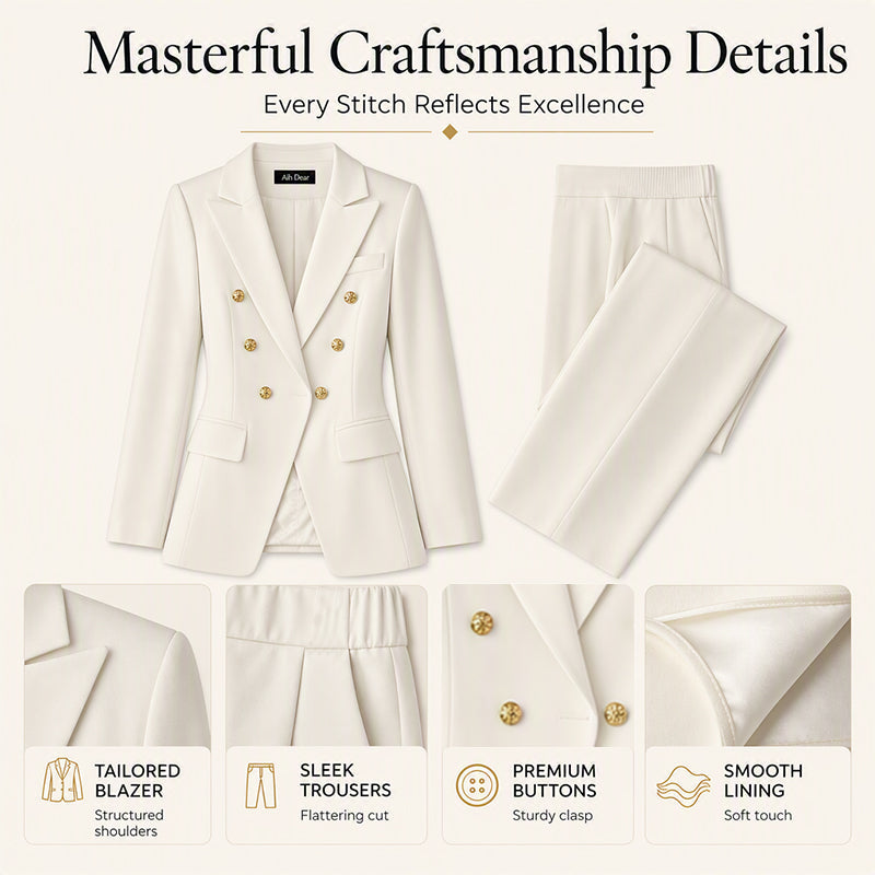 Women's Elegant Double Breasted Blazer & Pants Set