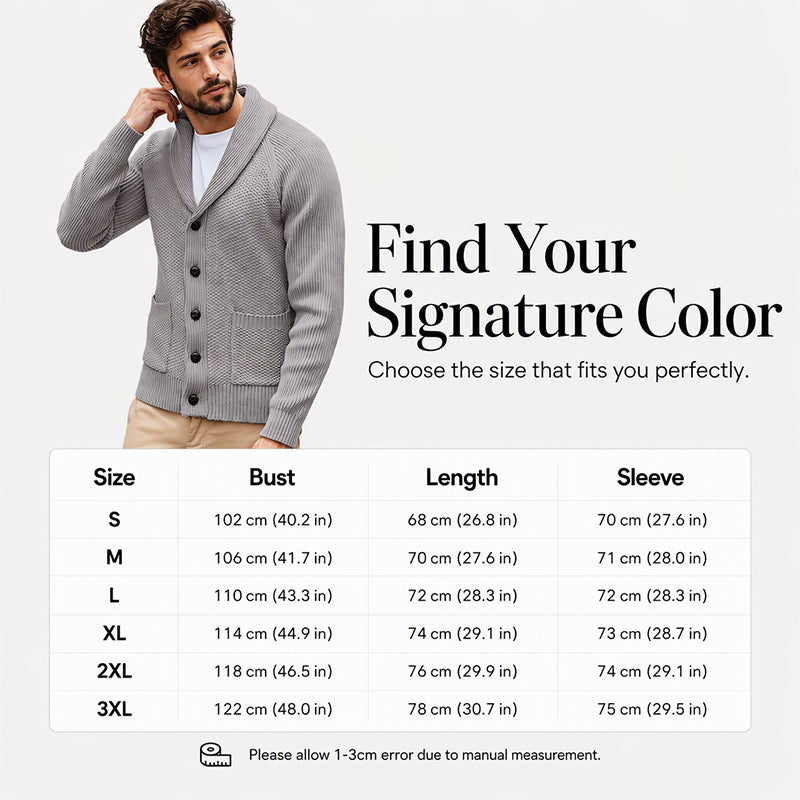 🧥Classic Shawl Collar, Elegant Casual🧶 Men's Casual Shawl Collar Sweater Cardigan – Classic Fit & Soft Knit ✨