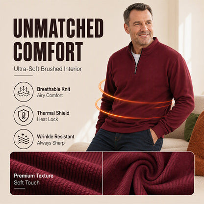 🧶Ribbed Texture, Minimalist Style🧥 Men's Half-Zip Ribbed Sweatshirt – Knit Texture, Soft & Warm ✨