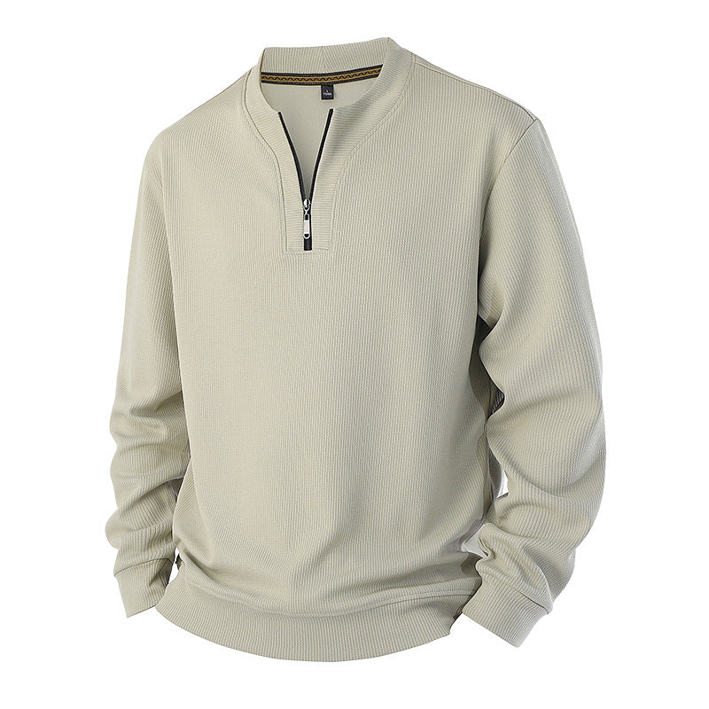 🧶Ribbed Texture, Minimalist Style🧥 Men's Half-Zip Ribbed Sweatshirt – Knit Texture, Soft & Warm ✨