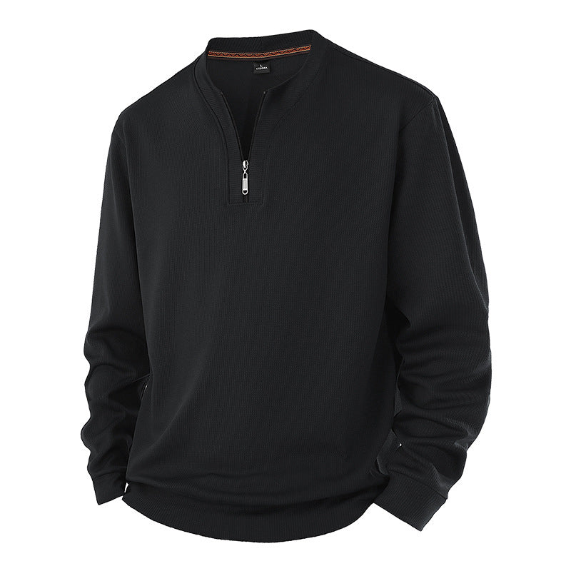🧶Ribbed Texture, Minimalist Style🧥 Men's Half-Zip Ribbed Sweatshirt – Knit Texture, Soft & Warm ✨