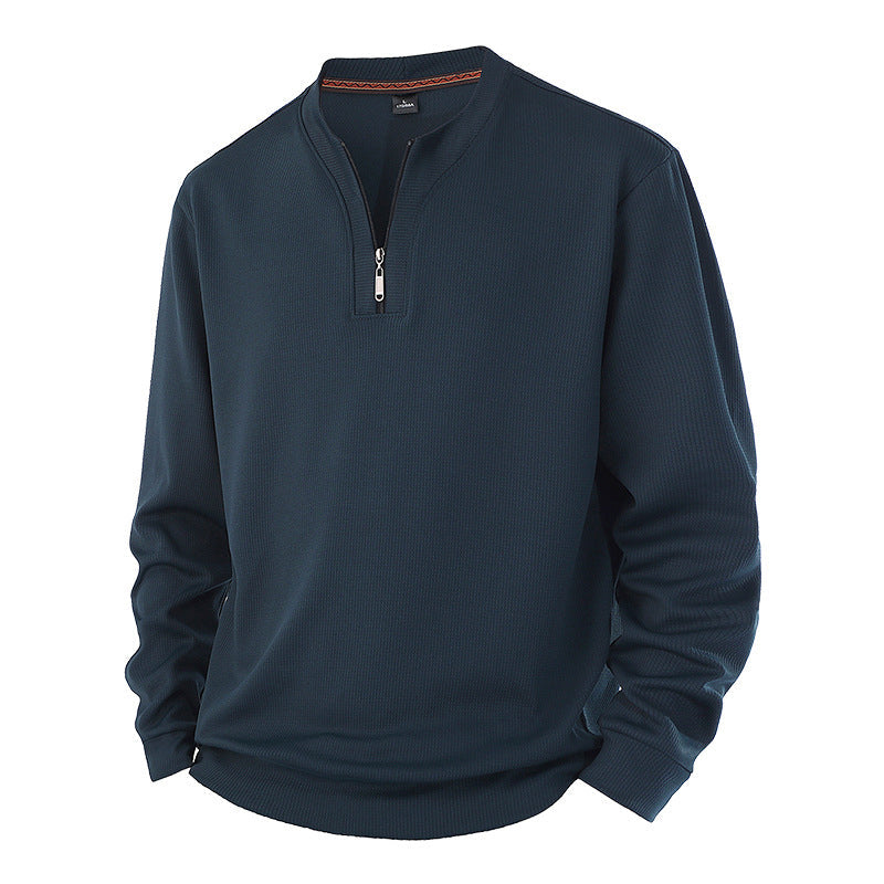 🧶Ribbed Texture, Minimalist Style🧥 Men's Half-Zip Ribbed Sweatshirt – Knit Texture, Soft & Warm ✨