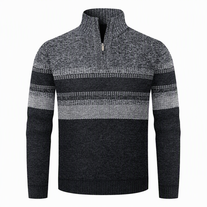 Men's Winter Hooded Fleece Lined Plaid Knit Cardigan Sweater Thick Long Sleeve Coat