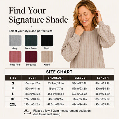 Women's Casual Lantern Sleeve Ribbed Knit Pullover